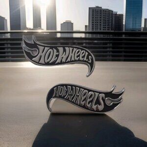 Hot Wheels Metal Decals 1 Pair Left And Right for Car/Truck/SUV Silver And Black